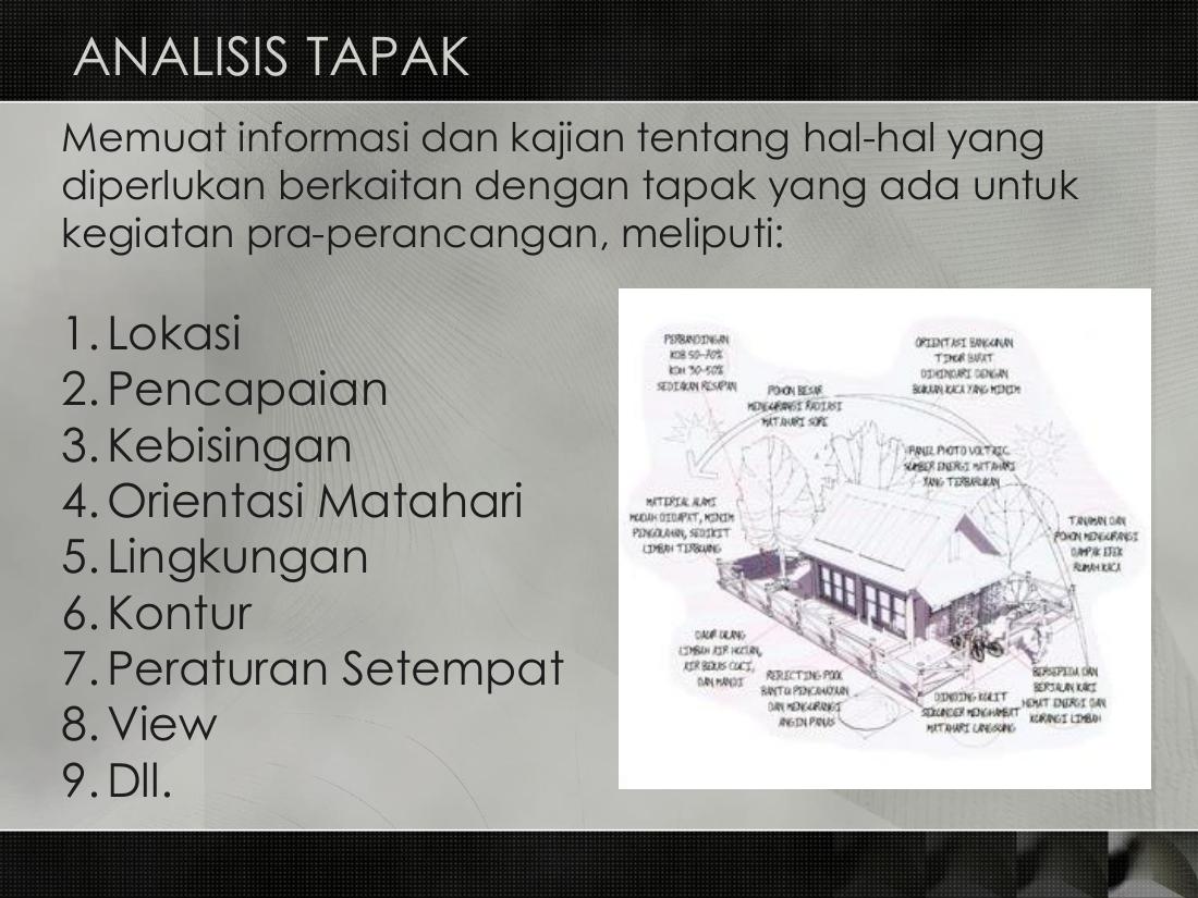 Cuplikan faktor analisis tapak